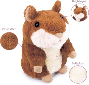 HOMILY Talking Hamster, Repeats What You Say Plush Animal Toy Electronic Hamster Mouse for Boys, Girls & Baby Gift