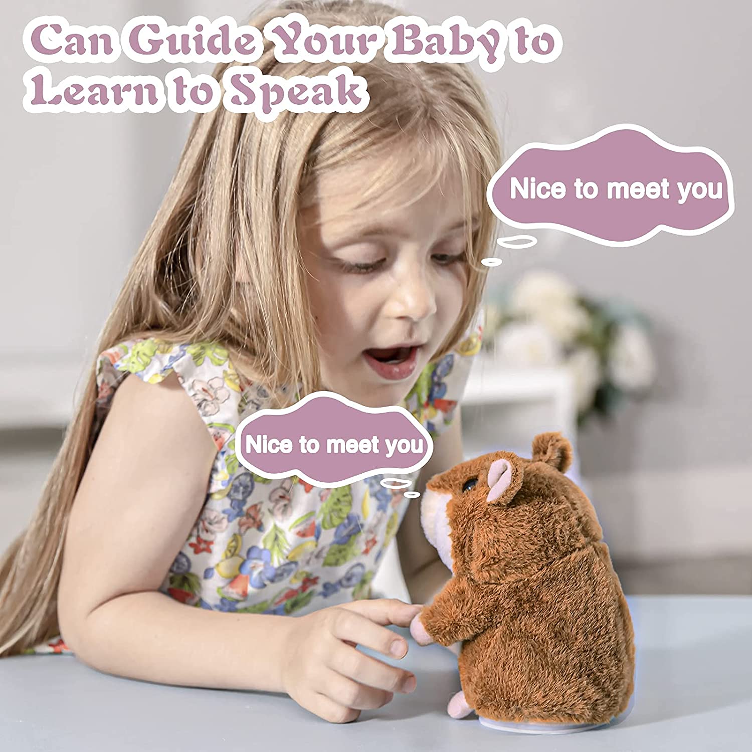 HOMILY Talking Hamster, Repeats What You Say Plush Animal Toy Electronic Hamster Mouse for Boys, Girls & Baby Gift